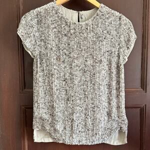 MLV MAYREN LEE VIRAY | Matte Sequin Short Sleeve Blouse Statement | Size Medium